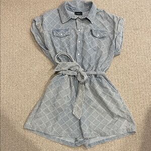 Vici Light Blue Patterned Romper